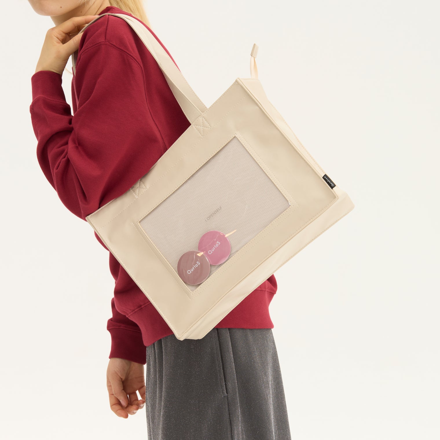 "ジョハリの窓Ⅰ" バッグ ブラウン アイボリー 心理学 痛バッグ トートバッグ メンズ レディース 制服 通勤 オフィス おしゃれ - QurioStore QurioS