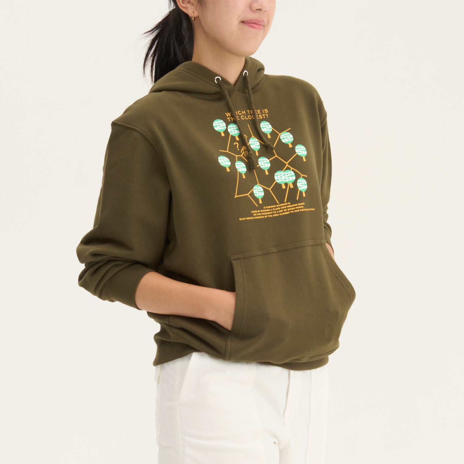 "ボロノイ図" パーカー オリーブ インディゴ 地図 網目 キリン レディース メンズ 人気 おしゃれ かわいい おすすめ 秋 冬 - QurioStore QurioS
