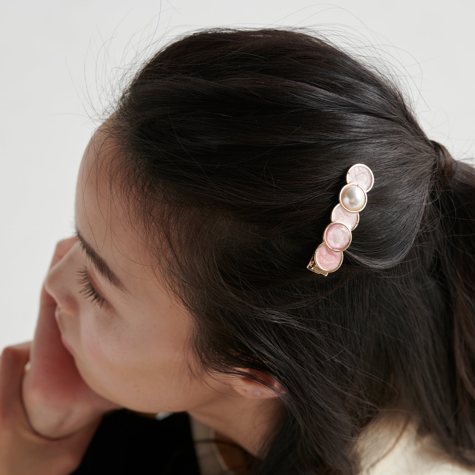 "Cycloid" ヘアクリップ ピンク ブラウン 数学 物理 サイクロイド曲線 ヘアアクセサリー バレッタ かわいい おしゃれ おすすめ 仕事 アレンジ - QurioStore QurioS