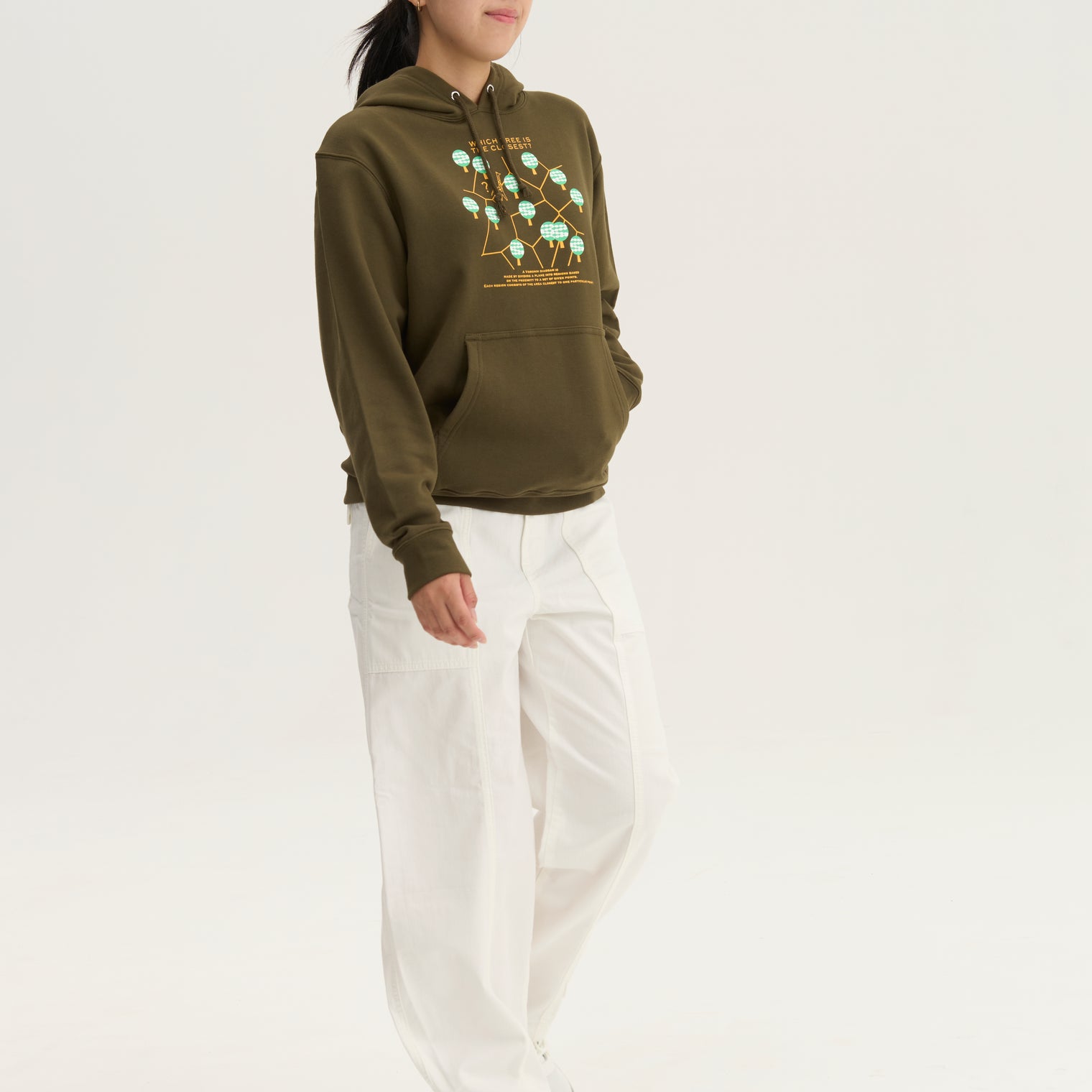 "ボロノイ図" パーカー オリーブ インディゴ 地図 網目 キリン レディース メンズ 人気 おしゃれ かわいい おすすめ 秋 冬 - QurioStore QurioS