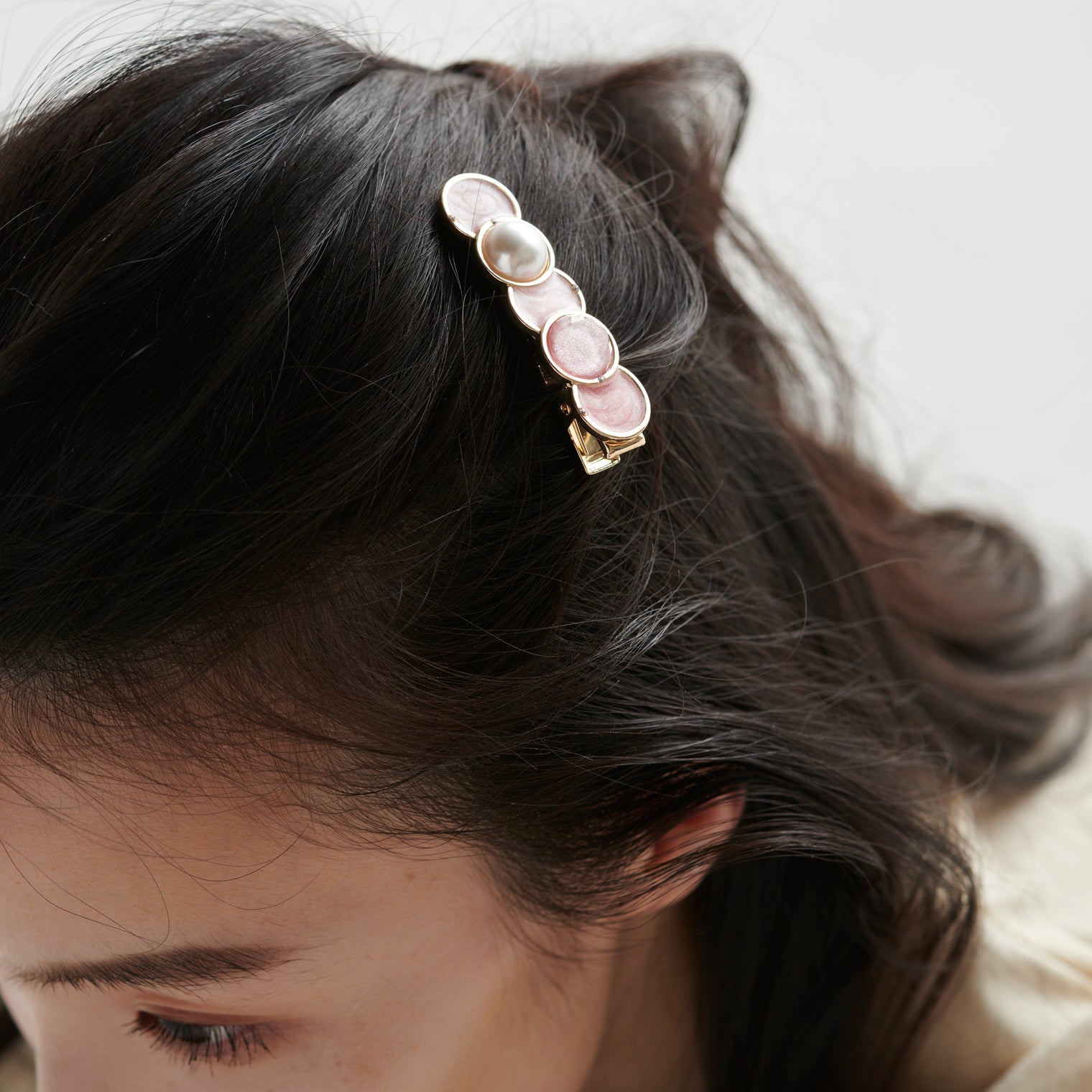 "Cycloid" ヘアクリップ ピンク ブラウン 数学 物理 サイクロイド曲線 ヘアアクセサリー バレッタ かわいい おしゃれ おすすめ 仕事 アレンジ - QurioStore QurioS