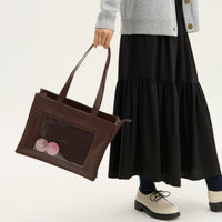 "ジョハリの窓Ⅰ" バッグ ブラウン アイボリー 心理学 痛バッグ トートバッグ メンズ レディース 制服 通勤 オフィス おしゃれ - QurioStore QurioS