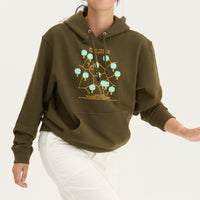 "ボロノイ図" パーカー オリーブ インディゴ 地図 網目 キリン レディース メンズ 人気 おしゃれ かわいい おすすめ 秋 冬 - QurioStore QurioS