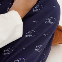 "シュレディンガーの猫" ルームウェア ネイビー ブラウン 量子力学 パシャマ 部屋着 上下セット ねこ ネコ レディース メンズ 人気 おしゃれ かわいい おすすめ 大人 ペア - QurioStore QurioS