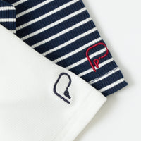 "点P" リブトップス ネイビー ブラック ボーダー アイボリー ホワイト 数学 問題 半袖 - QurioStore QurioS