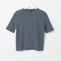 "点P" リブトップス ボーダー ネイビー ブラック ホワイト 数学 問題 半袖 - QurioStore QurioS