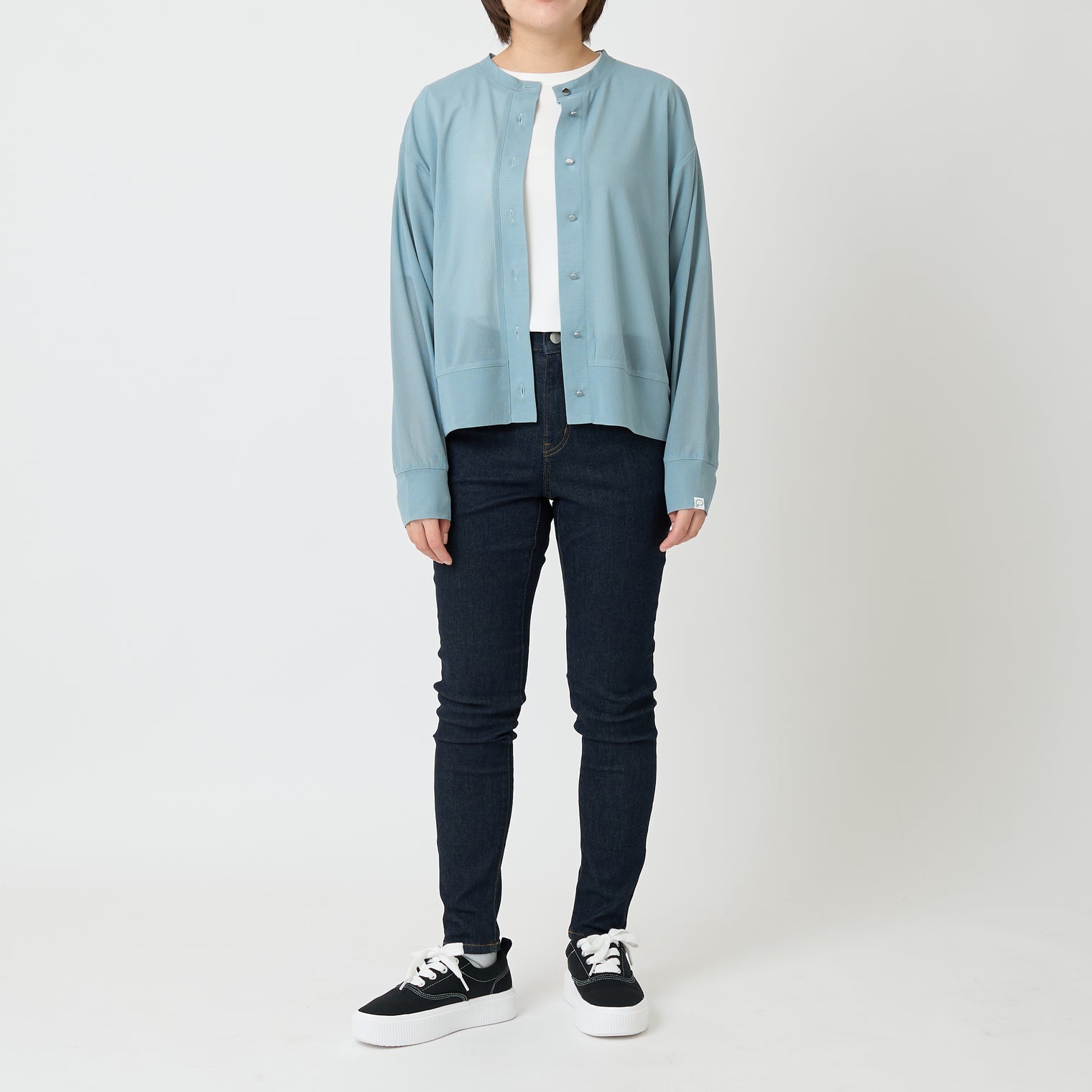 "点P" シアーカーディガン ライトブルー 数学 問題 冷房 寒暖差 羽織りもの きれいめ 春夏 - QurioStore QurioS