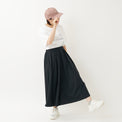 "QurioS" Aラインスカート ネイビー ブラック 刺繍 軽い ウエストゴム - QurioStore QurioS