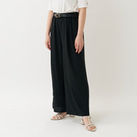 "QurioS" パンツ（2025） ブラック 刺繍 軽い ウエストゴム ベルトループ - QurioStore QurioS