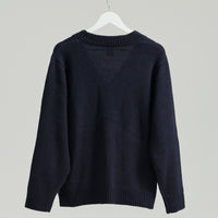 "Q.K." カーディガン アイボリー グレー ネイビー ブラック 刺繍 シンプル ポケット 秋冬 メンズ レディース 制服 通勤 オフィス - QurioStore QurioS