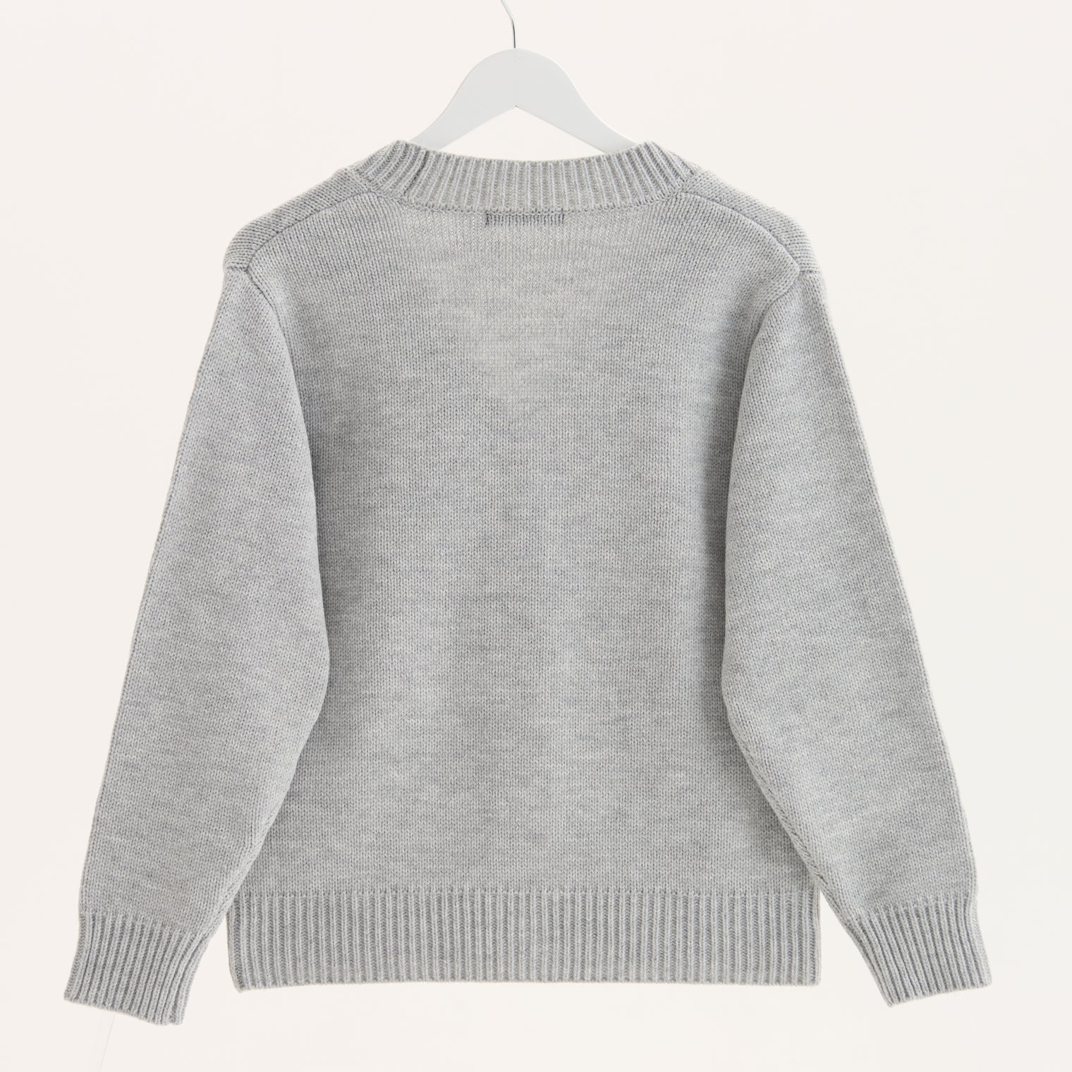 "Q.K." カーディガン アイボリー グレー ネイビー ブラック 刺繍 シンプル ポケット 秋冬 メンズ レディース 制服 通勤 オフィス - QurioStore QurioS