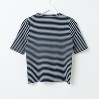 "点P" リブトップス ボーダー ネイビー ブラック ホワイト 数学 問題 半袖 - QurioStore QurioS