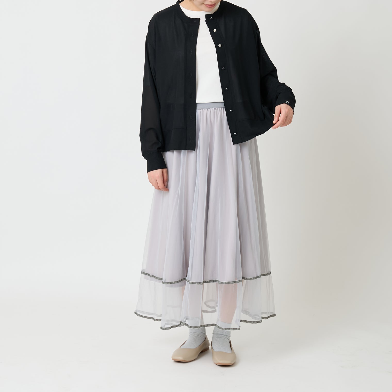 "点P" シアーカーディガン ブラック 数学 問題 冷房 寒暖差 羽織りもの きれいめ 春夏 - QurioStore QurioS