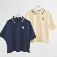 "チューリング・テスト" ポロシャツ アイボリー ネイビー 謎解き AI ドロップショルダー オーバーサイズ レディース メンズ 人気 おしゃれ 20代 30代 通勤 オフィス - QurioStore QurioS