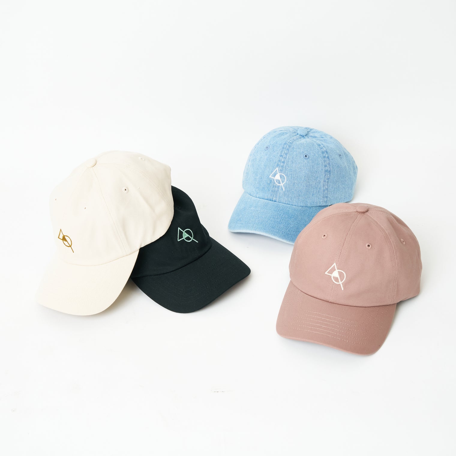 "cap"キャップ アイボリー ホワイト ブラック デニム ブルー スモーキーモーブ ピンク 数学 積集合 帽子 刺繍 - QurioStore QurioS