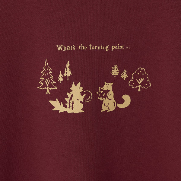 "ギザギザのくるみを食べるリス" 構文木スウェット （企画：東言） バーガンディ レッド グリーン ダークグレー 言語学 構文解析 QuizKnock クイズノック 秋冬 レディース メンズ 人気 おしゃれ 20代 30代 - QurioStore QurioS