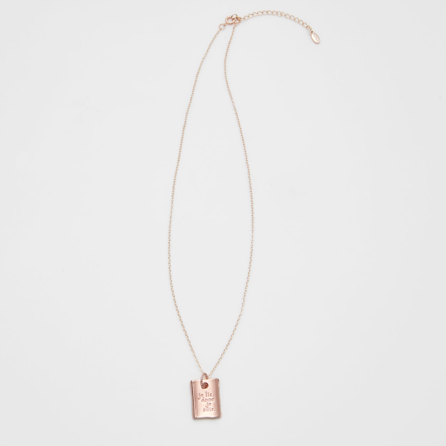 "我読む、ゆえに我あり" ネックレス ピンクゴールド シルバー 哲学 デカルト 方法序説 我思う ゆえに我あり 読書 カフェ レディース メンズ シンプル チェーン - QurioStore QurioS