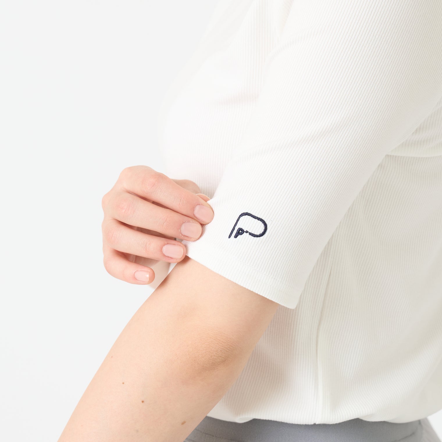 "点P" リブトップス アイボリー ホワイト 数学 問題 半袖 - QurioStore QurioS