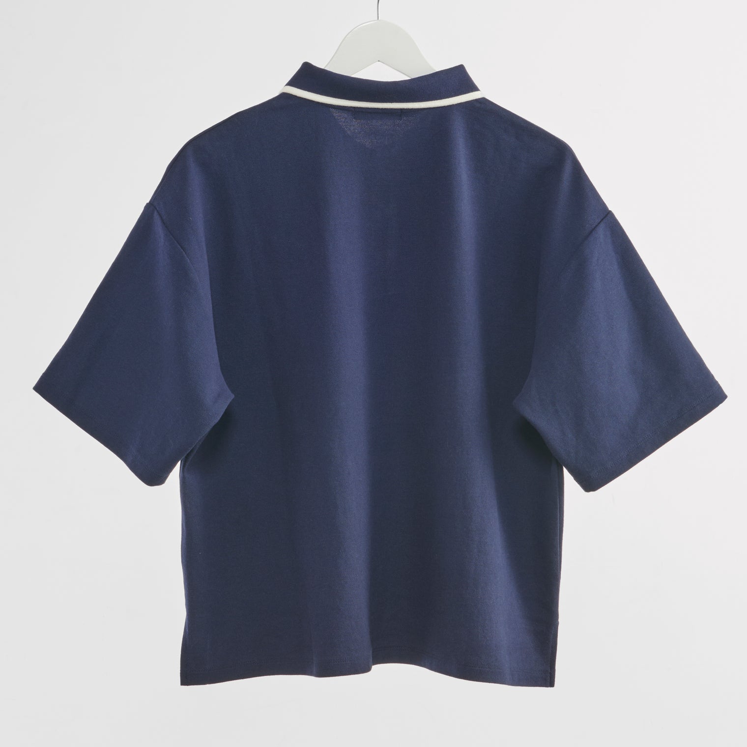 "チューリング・テスト" ポロシャツ アイボリー ネイビー 謎解き AI ドロップショルダー オーバーサイズ レディース メンズ 人気 おしゃれ 20代 30代 通勤 オフィス - QurioStore QurioS