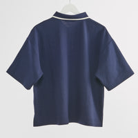 "チューリング・テスト" ポロシャツ アイボリー ネイビー 謎解き AI ドロップショルダー オーバーサイズ レディース メンズ 人気 おしゃれ 20代 30代 通勤 オフィス - QurioStore QurioS