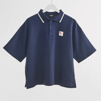 "チューリング・テスト" ポロシャツ アイボリー ネイビー 謎解き AI ドロップショルダー オーバーサイズ レディース メンズ 人気 おしゃれ 20代 30代 通勤 オフィス - QurioStore QurioS