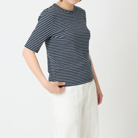 "点P" リブトップス ボーダー ネイビー ブラック ホワイト 数学 問題 半袖 - QurioStore QurioS