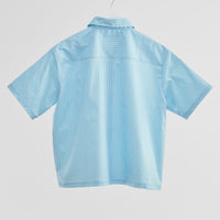 "ミュラー゠リヤー" ストライプシャツ ブルー 社会学 心理学 錯視 矢羽 - QurioStore QurioS