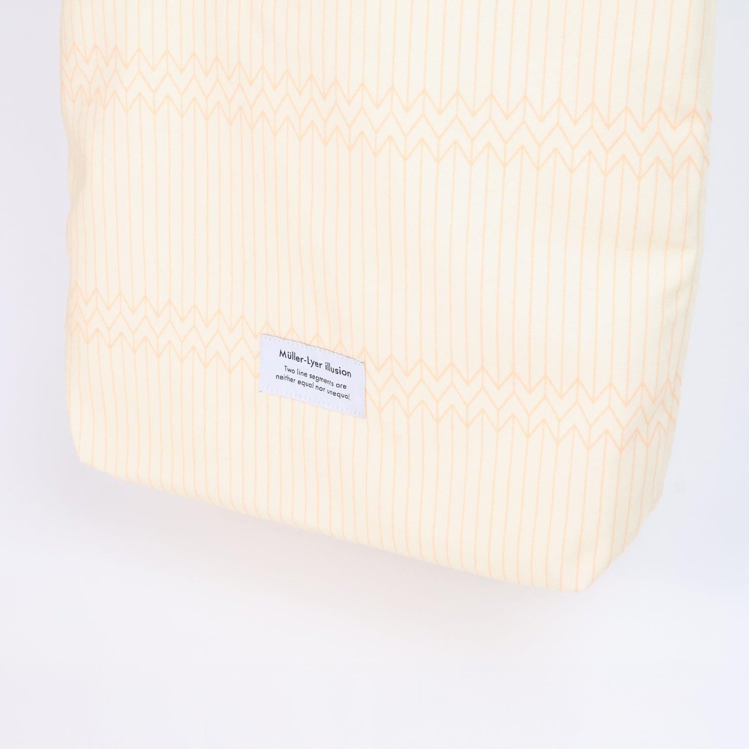 "ミュラー゠リヤー" トートバッグ オレンジ アイボリー 社会学 心理学 錯視 矢羽 折り畳み エコバッグ - QurioStore QurioS