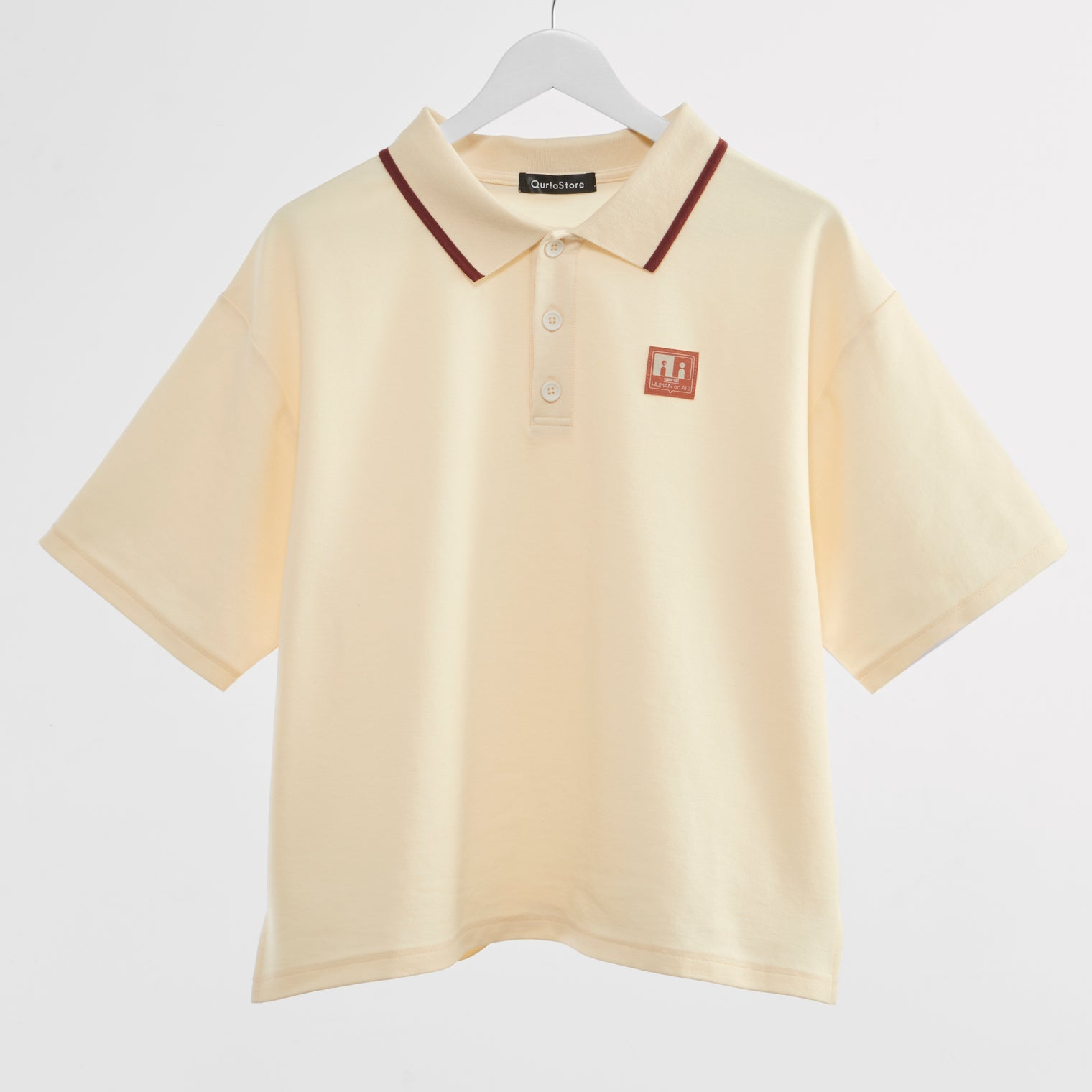 "チューリング・テスト" ポロシャツ アイボリー ネイビー 謎解き AI ドロップショルダー オーバーサイズ レディース メンズ 人気 おしゃれ 20代 30代 通勤 オフィス - QurioStore QurioS