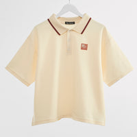 "チューリング・テスト" ポロシャツ アイボリー ネイビー 謎解き AI ドロップショルダー オーバーサイズ レディース メンズ 人気 おしゃれ 20代 30代 通勤 オフィス - QurioStore QurioS