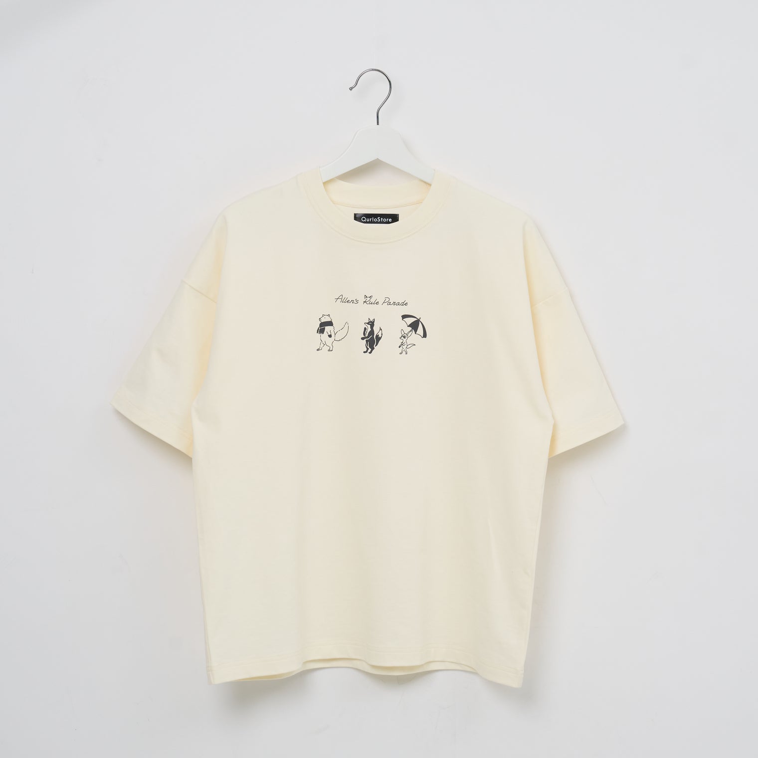 "Allen’s rule parade" Tシャツ キツネ アイボリー チャコール コーラルピンク ライトグリーン 生物学 アレンの法則 Tシャツ キツネ パレード クイズノック グッズ レディース メンズ 人気 おしゃれ 20代 30代 - QurioStore QurioStore