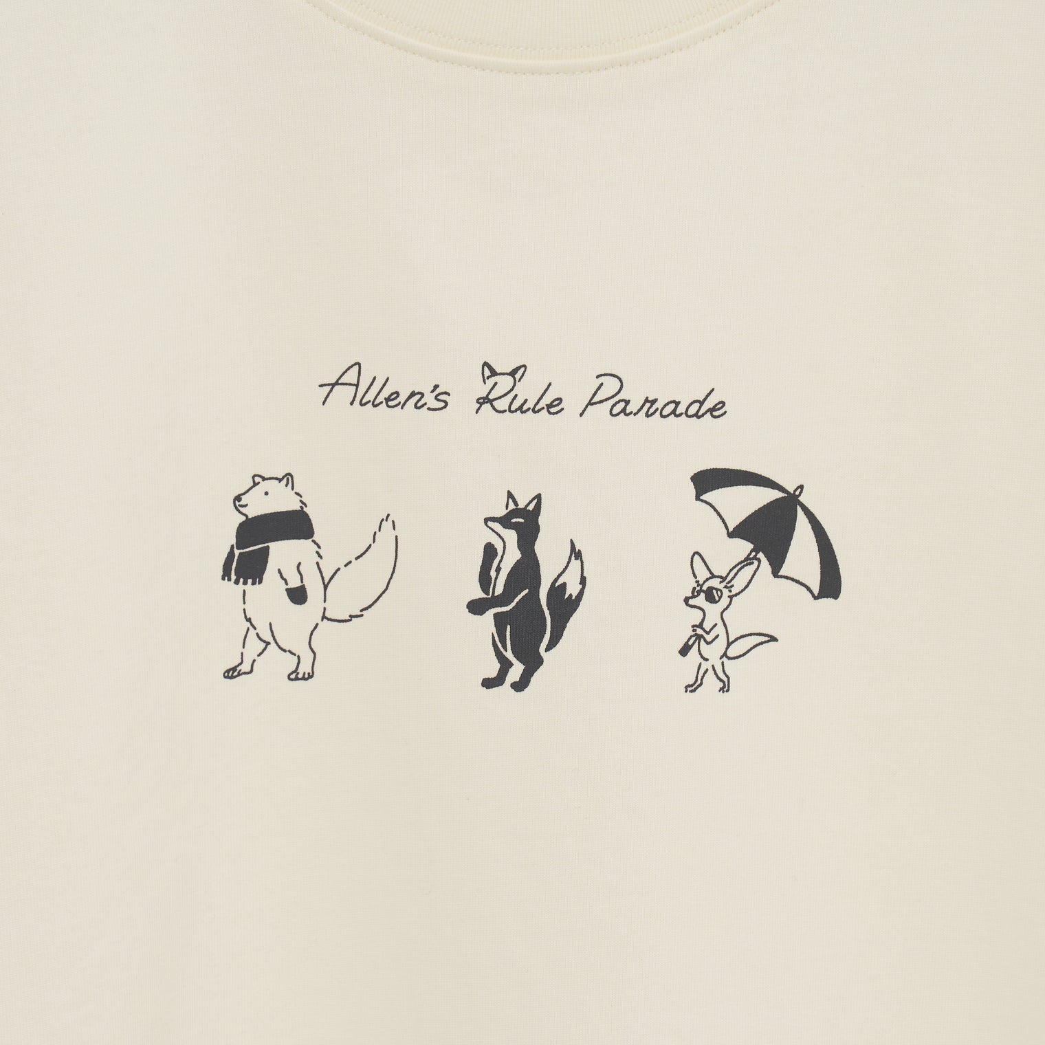 "Allen’s rule parade" Tシャツ キツネ アイボリー チャコール コーラルピンク ライトグリーン 生物学 アレンの法則 Tシャツ キツネ パレード クイズノック グッズ レディース メンズ 人気 おしゃれ 20代 30代 - QurioStore QurioStore