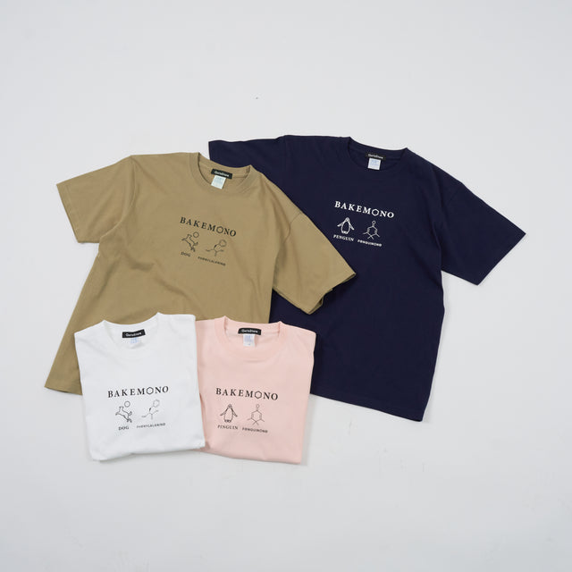 "BAKEMONO" Tシャツ ネイビー ピンク ホワイト サンドカーキ 化学 構造式 Tシャツ ペンギン ドッグ 犬 レディース メンズ 人気 おしゃれ 20代 30代 - QurioStore QurioS