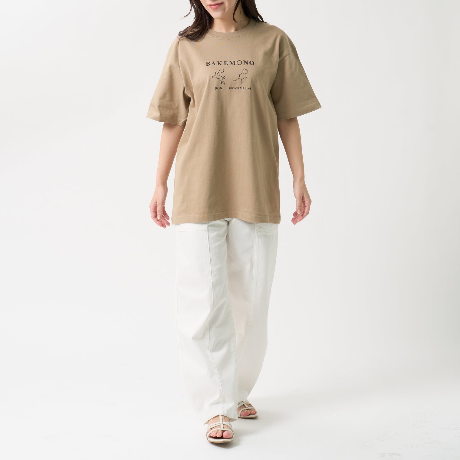 "BAKEMONO" Tシャツ ネイビー ピンク ホワイト サンドカーキ 化学 構造式 Tシャツ ペンギン ドッグ 犬 レディース メンズ 人気 おしゃれ 20代 30代 - QurioStore QurioS