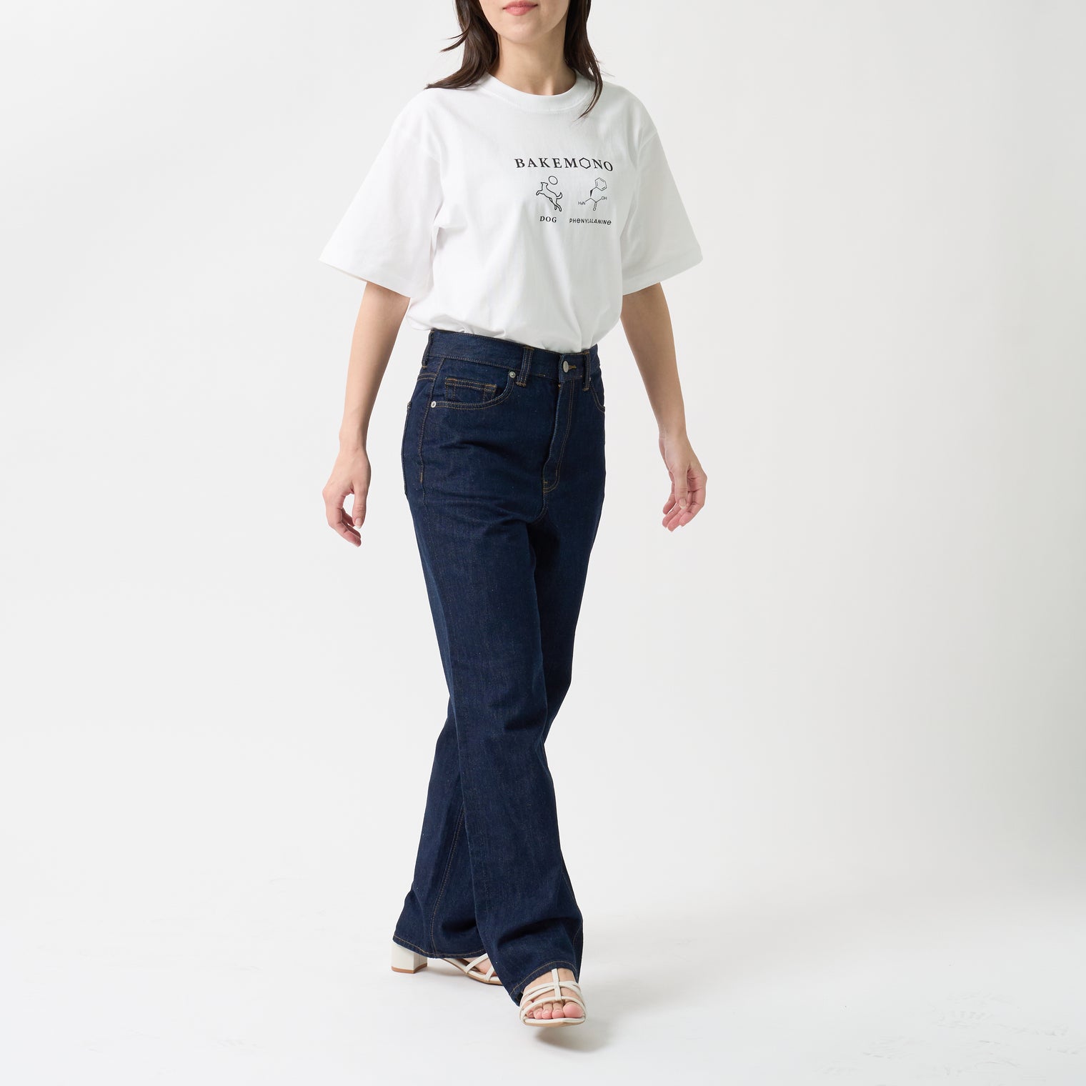 "BAKEMONO" Tシャツ ネイビー ピンク ホワイト サンドカーキ 化学 構造式 Tシャツ ペンギン ドッグ 犬 レディース メンズ 人気 おしゃれ 20代 30代 - QurioStore QurioS