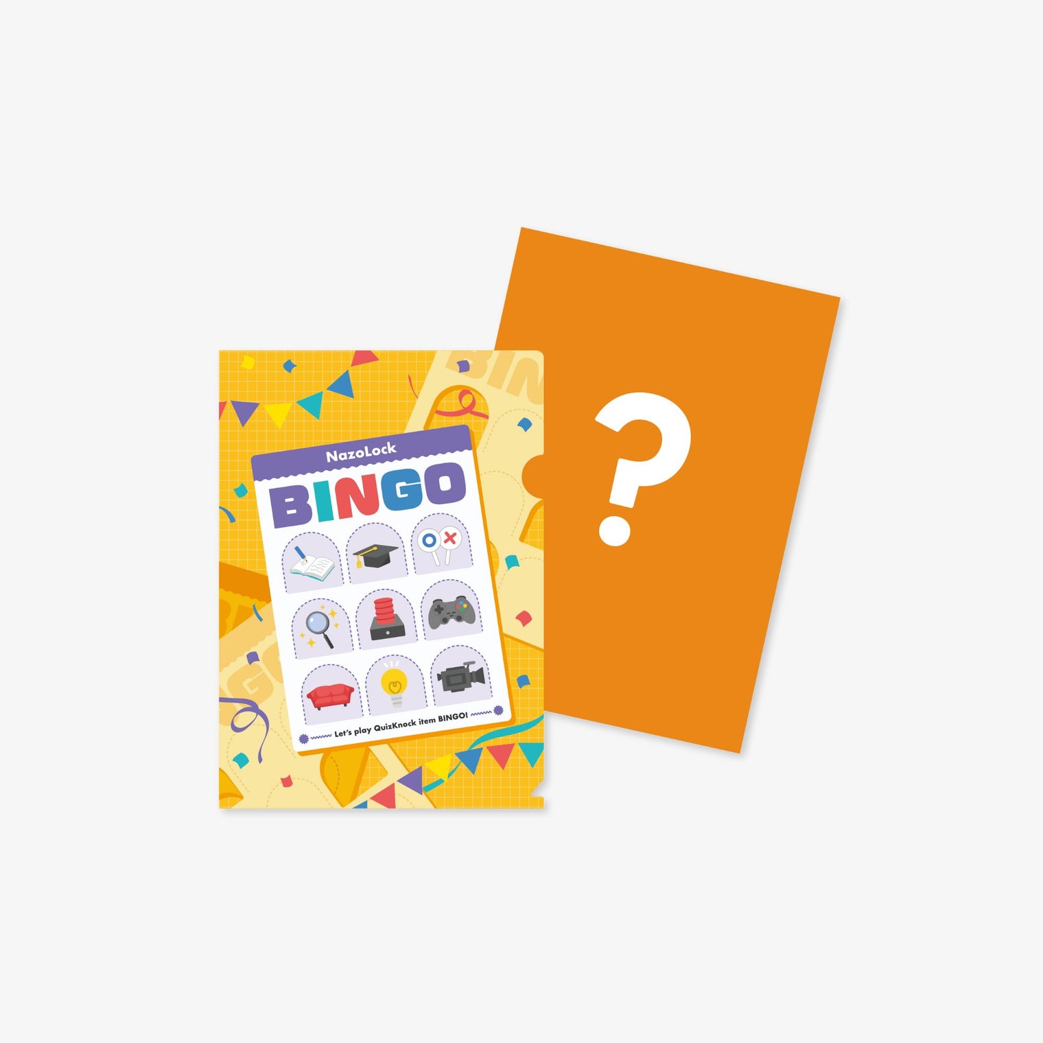 謎解き用紙付きクリアファイル-BINGO- オレンジ 持ち帰り謎 初心者 手軽 ビンゴ - QurioStore NazoLock