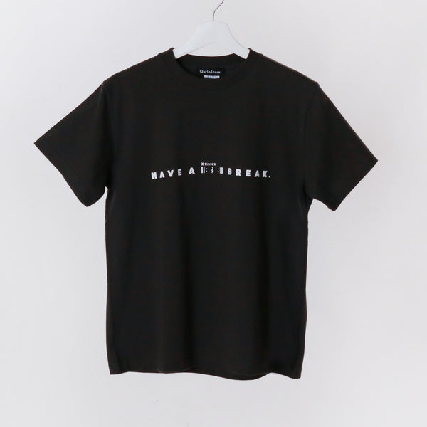 "Have a break" 音楽ロゴTシャツ ブラック 音楽記号 リピート 四分休符 Xtimes レディース メンズ 人気 おしゃれ 20代 30代 - QurioStore QurioS