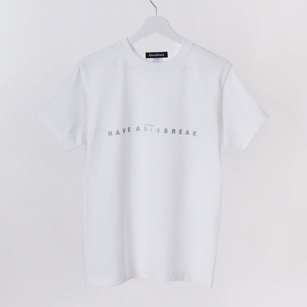 "Have a break" 音楽ロゴTシャツ ホワイト シルバー 音楽記号 リピート 四分休符 Xtimes レディース メンズ 人気 おしゃれ 20代 30代 - QurioStore QurioS