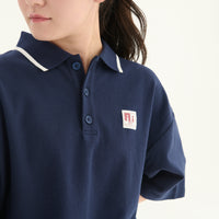 "チューリング・テスト" ポロシャツ アイボリー ネイビー 謎解き AI ドロップショルダー オーバーサイズ レディース メンズ 人気 おしゃれ 20代 30代 通勤 オフィス - QurioStore QurioS