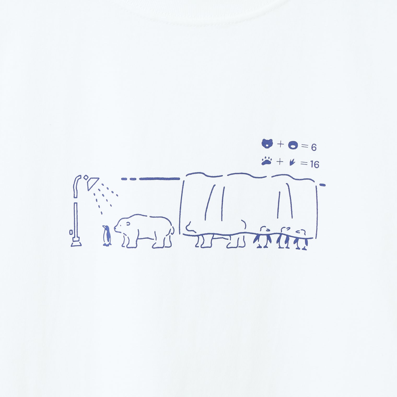 "つるかめ算（代理）" Tシャツ アイボリー ブラック ホワイト 数学 算数 ペンギン シロクマ 動物 レディース メンズ 人気 おしゃれ 20代 30代 - QurioStore QurioS