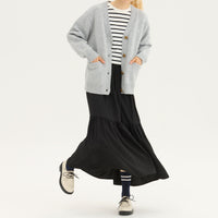 "Q.K." カーディガン アイボリー グレー ネイビー ブラック 刺繍 シンプル ポケット 秋冬 メンズ レディース 制服 通勤 オフィス - QurioStore QurioS