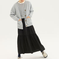 "Q.K." カーディガン アイボリー グレー ネイビー ブラック 刺繍 シンプル ポケット 秋冬 メンズ レディース 制服 通勤 オフィス - QurioStore QurioS