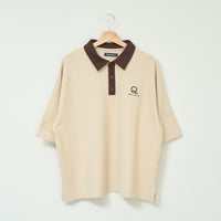 "Q" 哲学的ゾンビポロシャツ ベージュ ブラウン ダスティピンク 哲学 思考実験 シャツ 心 バイカラー レディース メンズ 人気 おしゃれ 20代 30代 - QurioStore QurioS