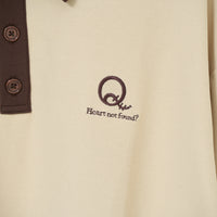 "Q" 哲学的ゾンビポロシャツ ベージュ ブラウン ダスティピンク 哲学 思考実験 シャツ 心 バイカラー レディース メンズ 人気 おしゃれ 20代 30代 - QurioStore QurioS