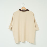 "Q" 哲学的ゾンビポロシャツ ベージュ ブラウン ダスティピンク 哲学 思考実験 シャツ 心 バイカラー レディース メンズ 人気 おしゃれ 20代 30代 - QurioStore QurioS