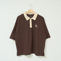 "Q" 哲学的ゾンビポロシャツ ベージュ ブラウン ダスティピンク 哲学 思考実験 シャツ 心 バイカラー レディース メンズ 人気 おしゃれ 20代 30代 - QurioStore QurioS