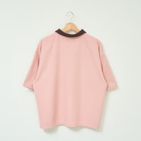 "Q" 哲学的ゾンビポロシャツ ベージュ ブラウン ダスティピンク 哲学 思考実験 シャツ 心 バイカラー レディース メンズ 人気 おしゃれ 20代 30代 - QurioStore QurioS