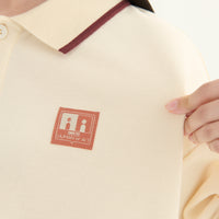 "チューリング・テスト" ポロシャツ アイボリー ネイビー 謎解き AI ドロップショルダー オーバーサイズ レディース メンズ 人気 おしゃれ 20代 30代 通勤 オフィス - QurioStore QurioS