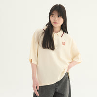 "チューリング・テスト" ポロシャツ アイボリー ネイビー 謎解き AI ドロップショルダー オーバーサイズ レディース メンズ 人気 おしゃれ 20代 30代 通勤 オフィス - QurioStore QurioS