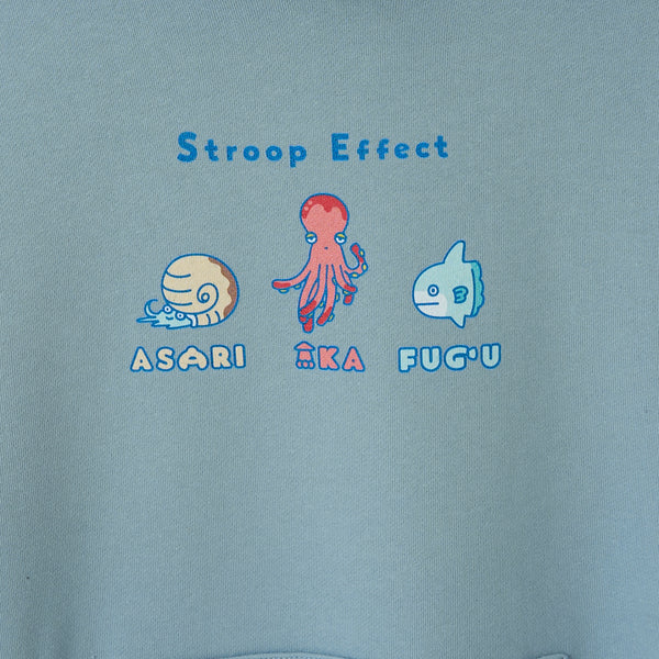 "Stroop effect" パーカー（企画：東問） ライトブルー ネイビー グレー アイボリー ブラック 心理学 ネットミーム マリン 海の生き物 スイーツ たこ マンボウ アンモナイト QuizKnock クイズノック 秋冬 レディース メンズ 人気 おしゃれ 20代 30代 - QurioStore QurioS